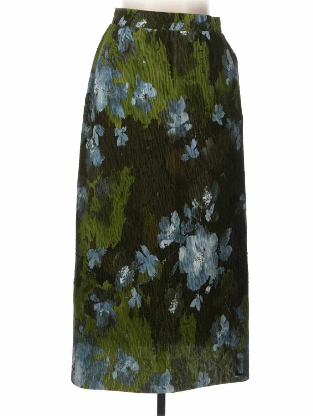 Floral Green & Blue Midi Skirt